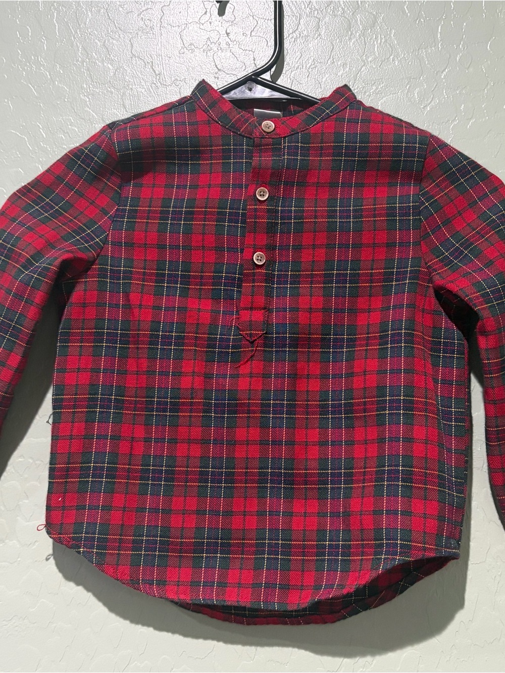 Edgehill Collection Boys Red Plaid Button Henley Shirt Size 4T
